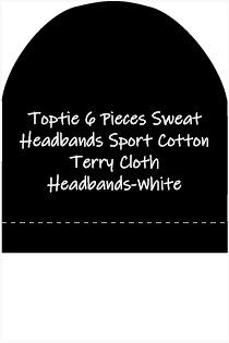 Toptie 6 Pieces Sweat Headbands Sport Cotton Terry Cloth Headbands-White